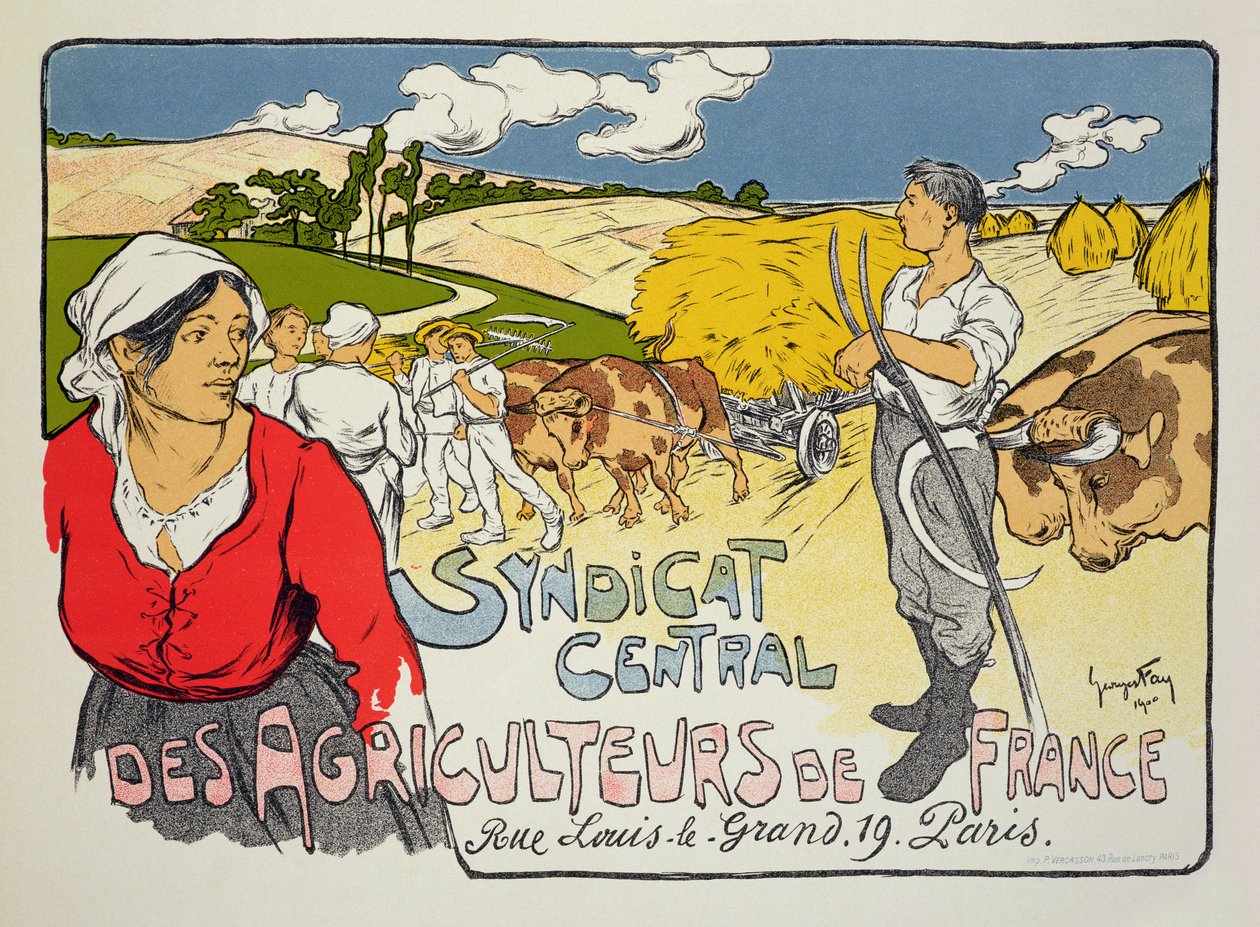 Gengivelse af en plakat, der reklamerer for Central Syndicate of French Farmers, 1900 af Georges Fay