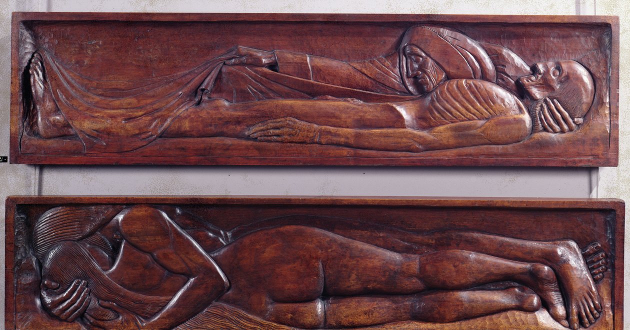 Død, sengepanel af træ, 1894-96 (træ) af Georges Lacombe