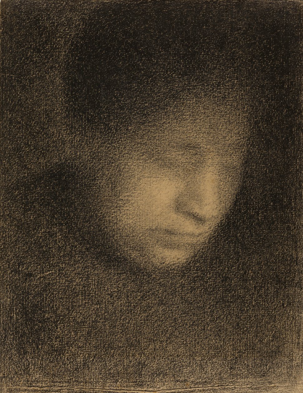Madame Seurat, kunstnerens mor, ca. 1882-3 (conte farveblyant på Michallet-papir) af Georges Seurat