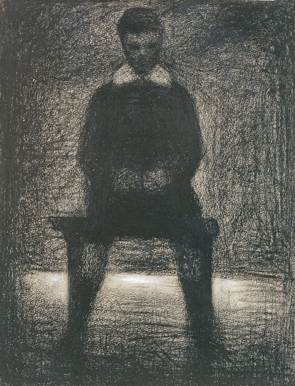 Maurice Appert siddende, ca. 1886-88 (conte farveblyant og gouache på papir) af Georges Seurat