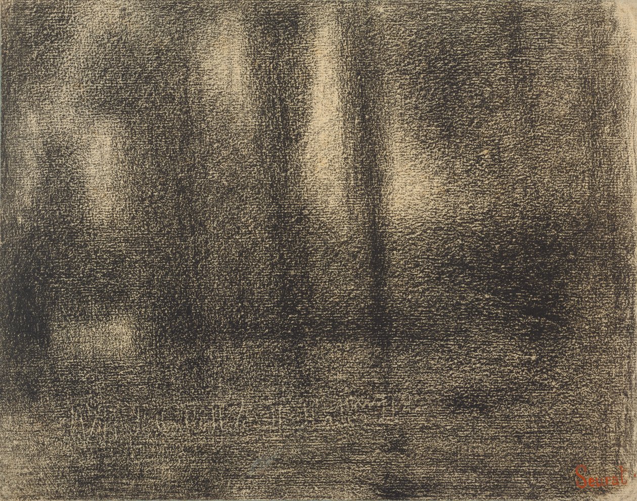 Poplars, ca. 1883-4 (conte farveblyant på michalett papir) af Georges Seurat