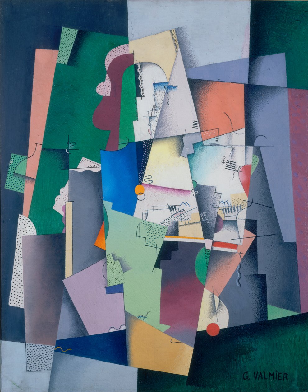Komposition, ung kvinde ved klaveret af Georges Valmier
