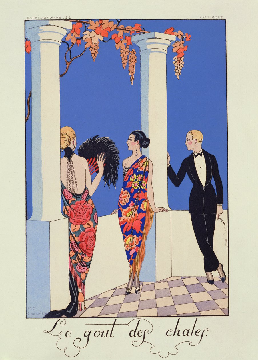 Smagen af sjaler af Georges (after) Barbier