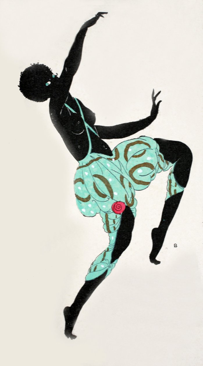 Dansende pige (pochoir print) af Georges Barbier