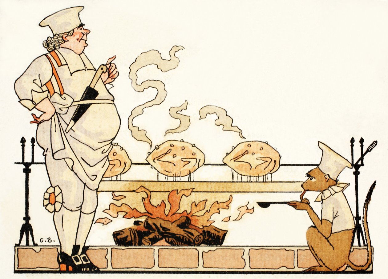 Stegning på spyd (pochoir print) af Georges Barbier