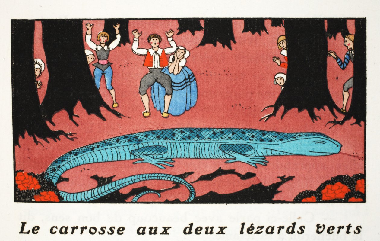 Den Store Blå Lizard (pochoir print) af Georges Barbier