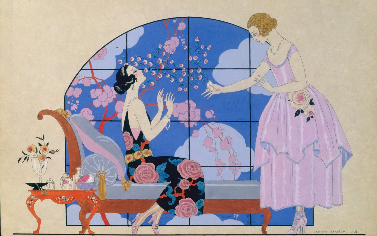 To damer i en salon af Georges Barbier
