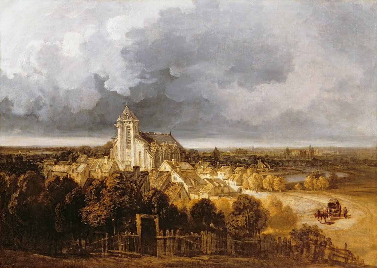 Udsigt over Meaux (olie på lærred) af Georges Michel