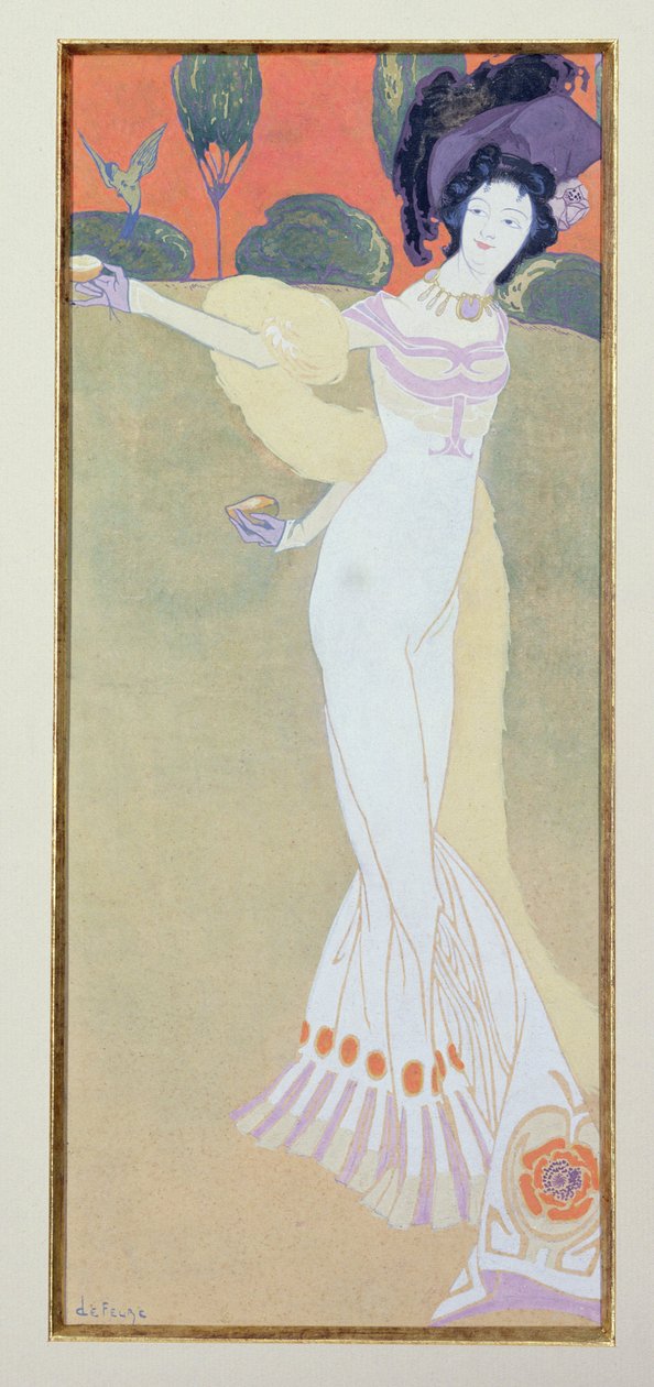 Kvinde fodrer en fugl af Georges de Feure