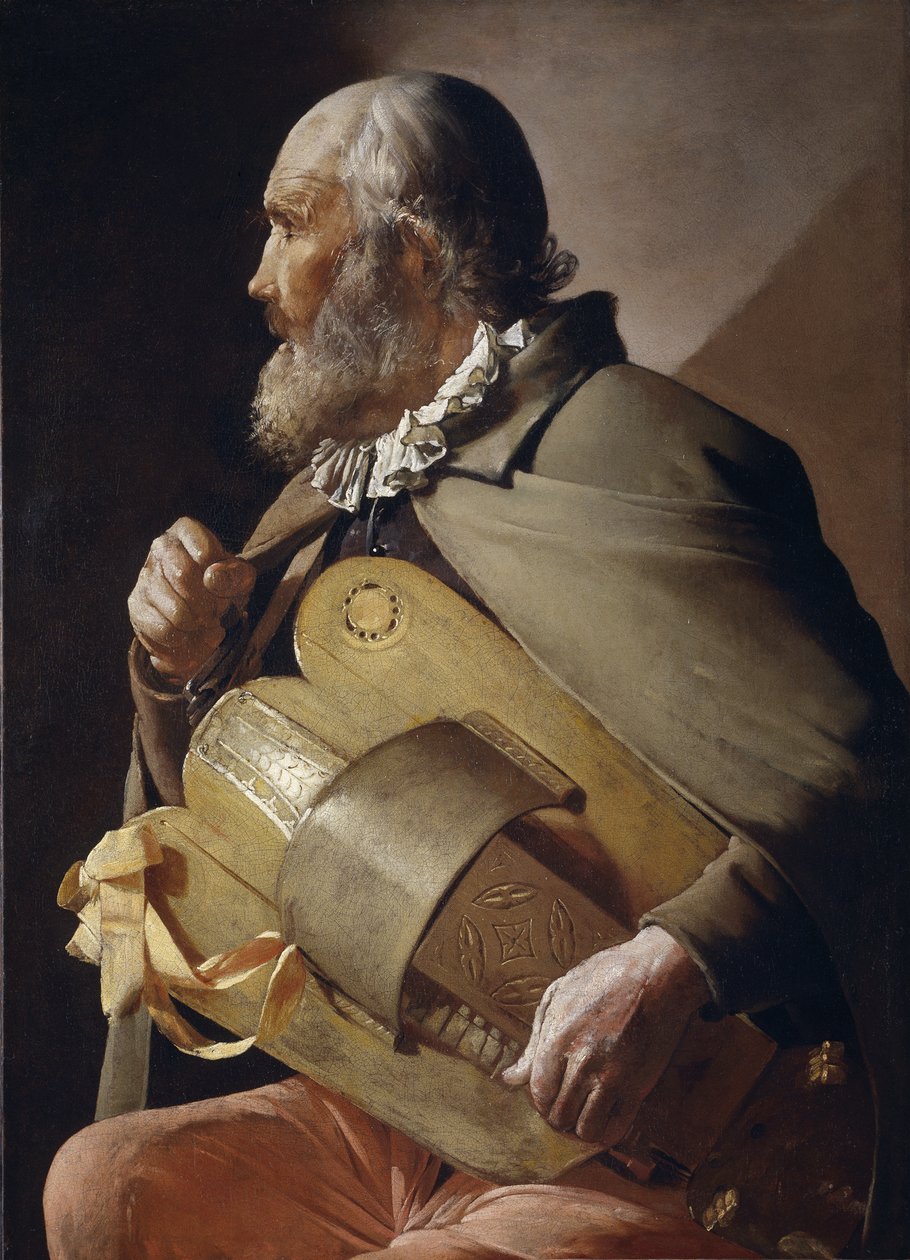 Blind Hurdy-Gurdy-spiller, 1610-1630 af Georges de La Tour