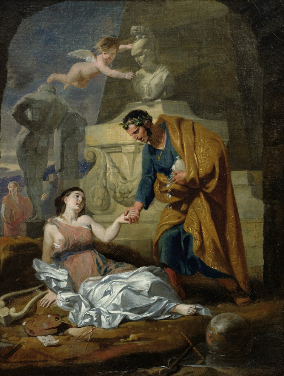 Allegory of the Arts and Patronage eller Kejser Augustus (63-14 f.Kr.) Supporting the Arts, 1660-69 af Gerard de Lairesse