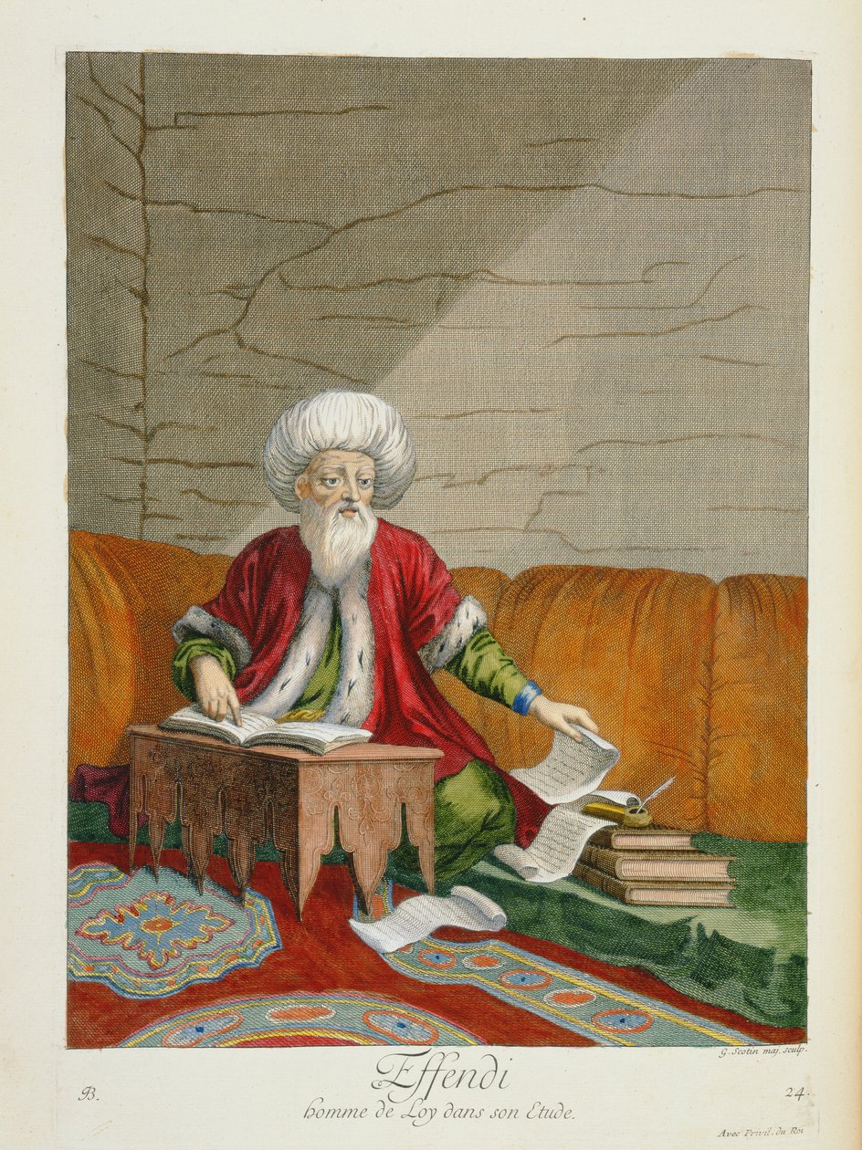 En Effendi, lovmand i sit studie, 1700-tallet af Gerard Jean Baptiste Scotin