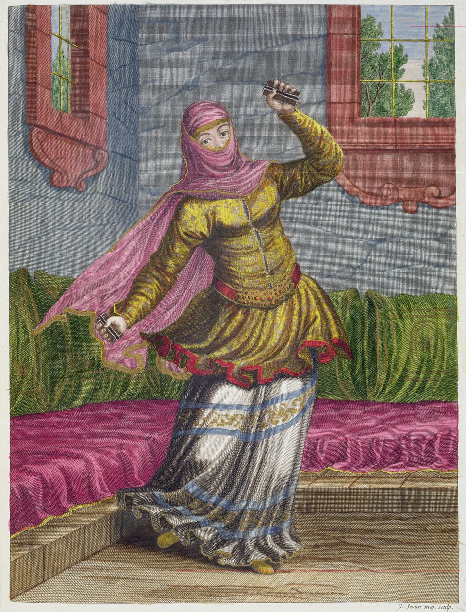 Tchinguis, eller tyrkisk danser, 18. århundrede af Gerard Jean Baptiste Scotin