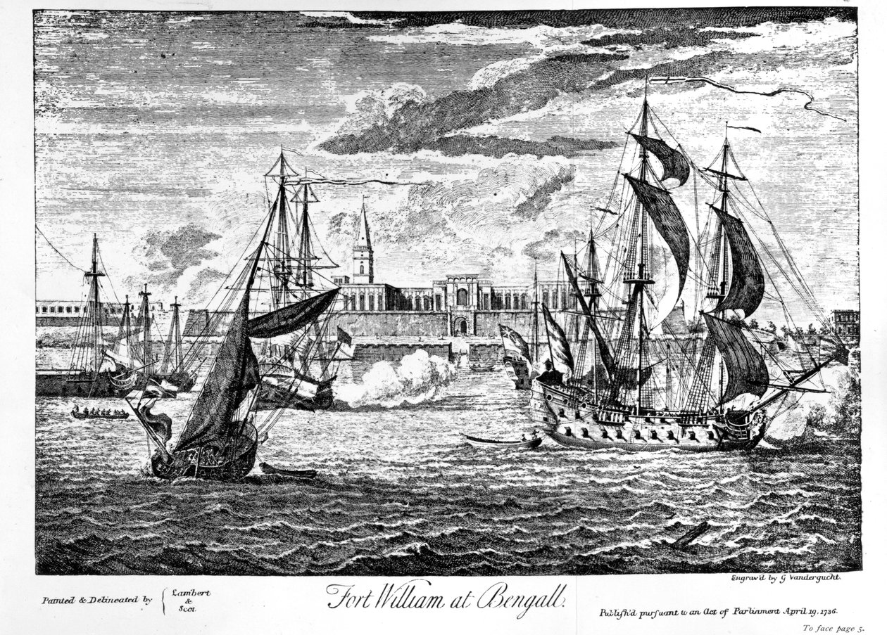 Fort William i Bengall, 1736 af Gerard Vandergucht
