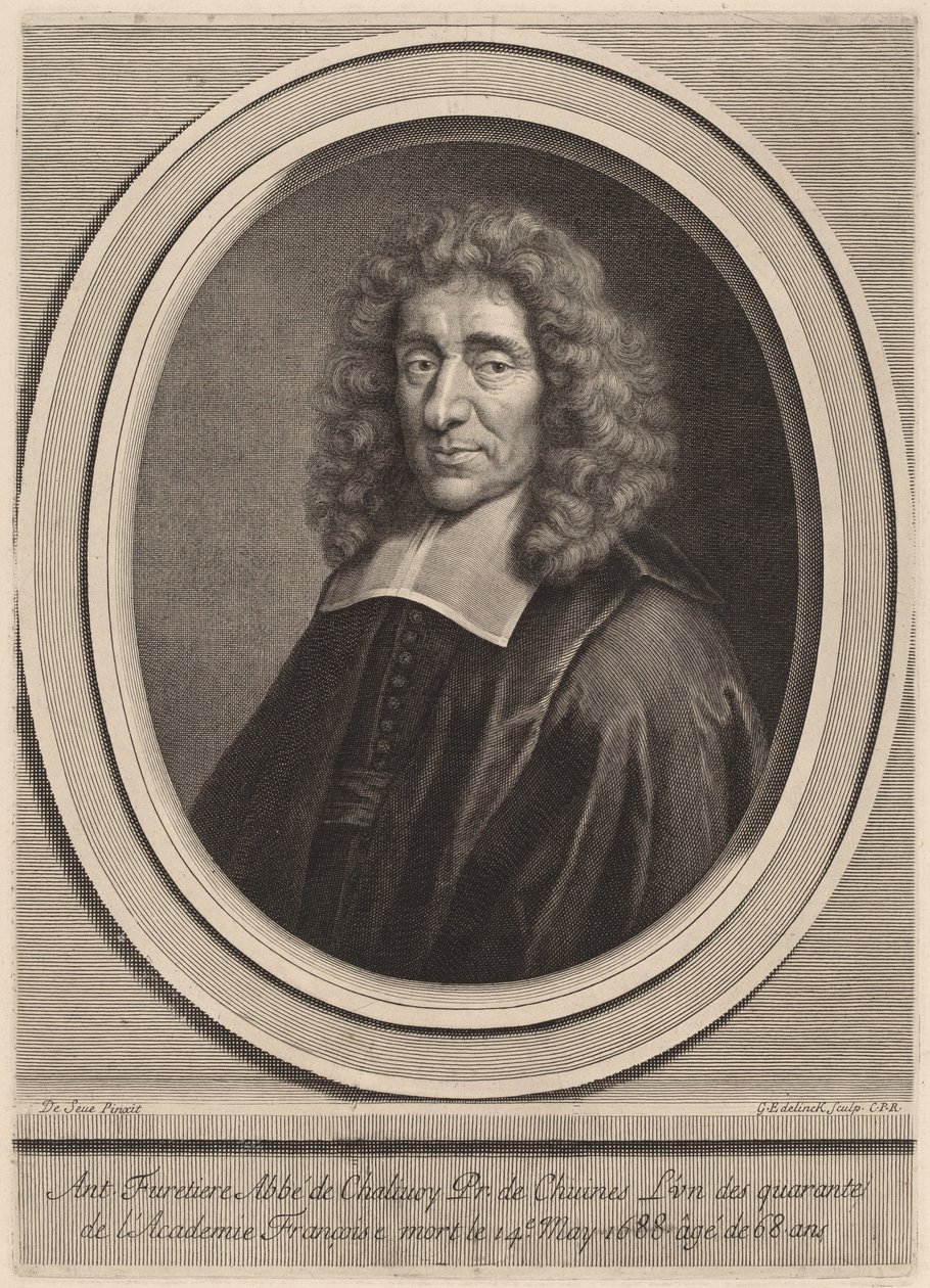 Antoine Furetière af Gerard Edelinck after Gilbert de Seve