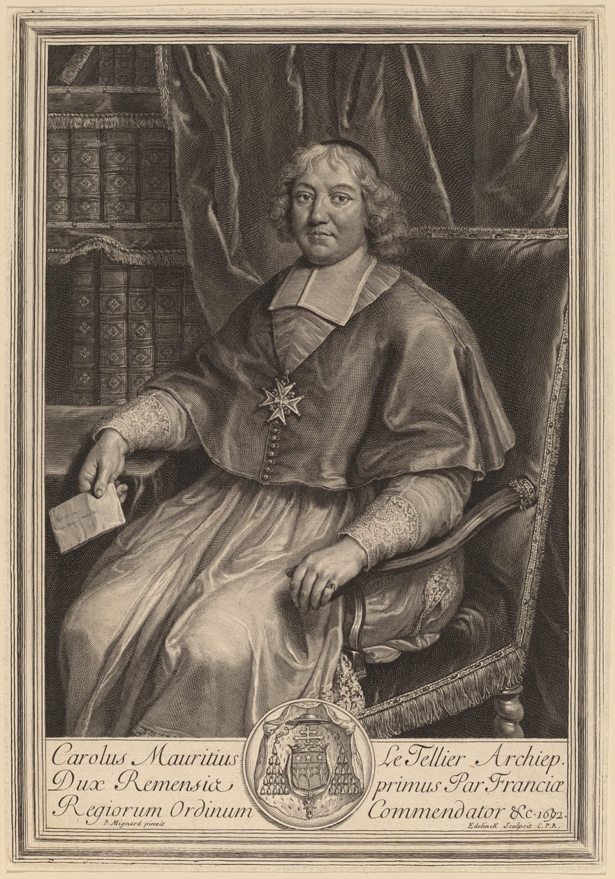 Charles Maurice Le Tellier af Gerard Edelinck after Pierre Mignard I