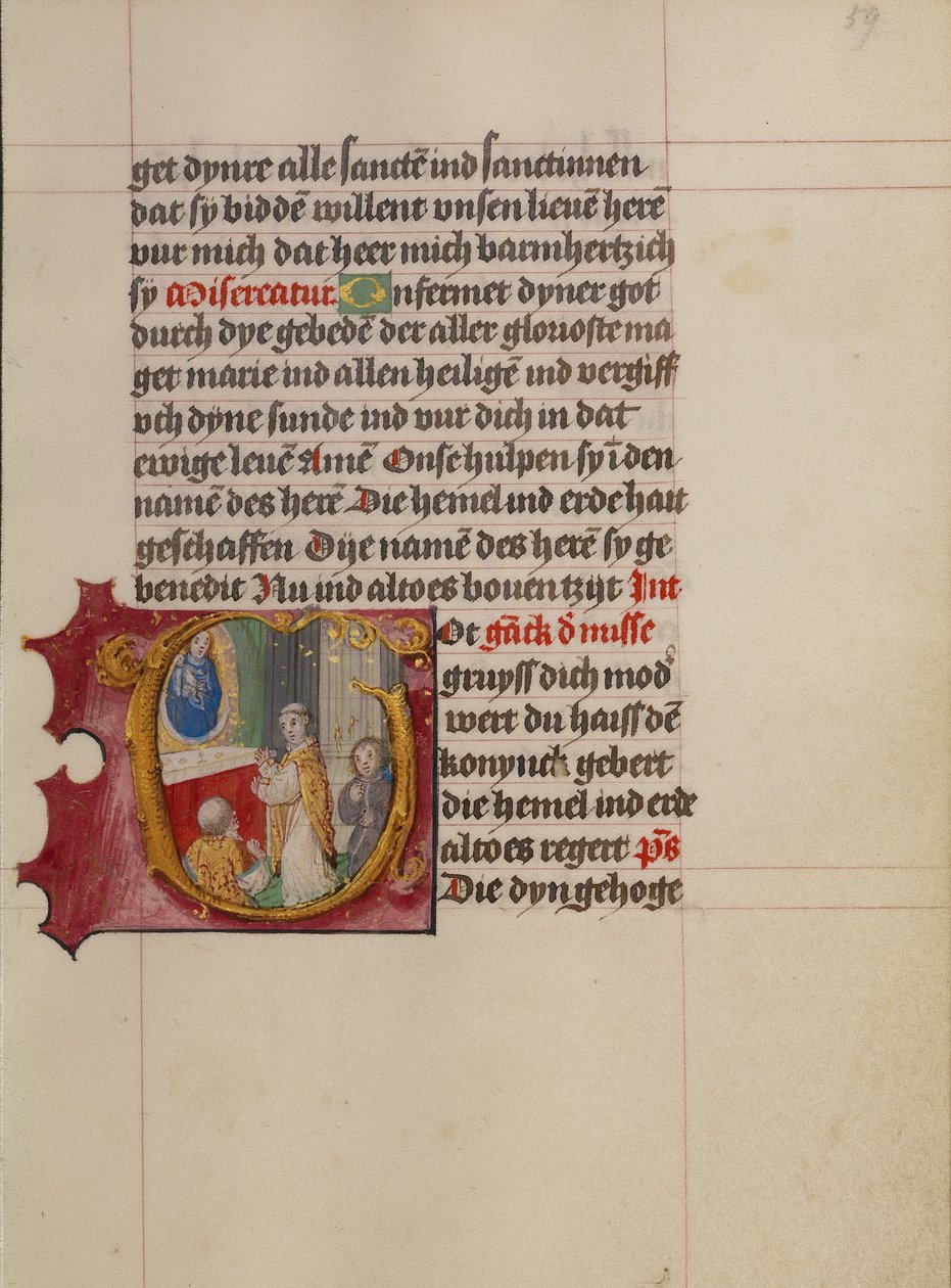 Initial G: En præst, der fejrer messe af Gerard Horenbout