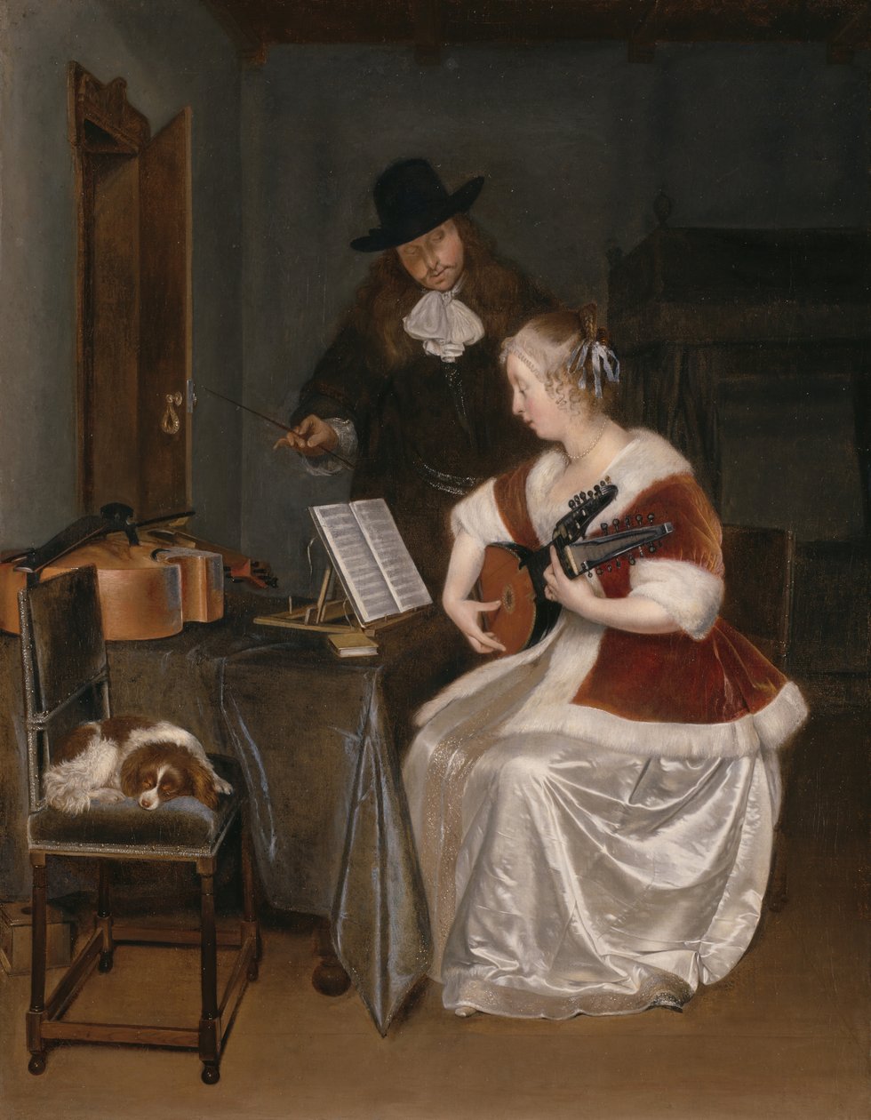 Musiktimen, ca. 1670. af Gerard Terborch II
