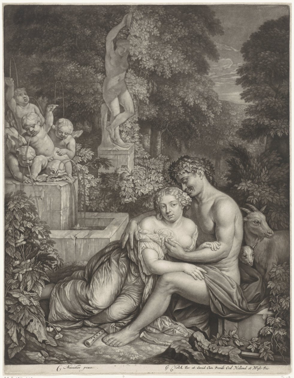 Vertumnus en Pomona af Gerard Valck