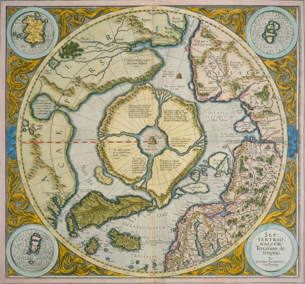 En beskrivelse af det nordlige landskab, 1595 af Gerardus Mercator