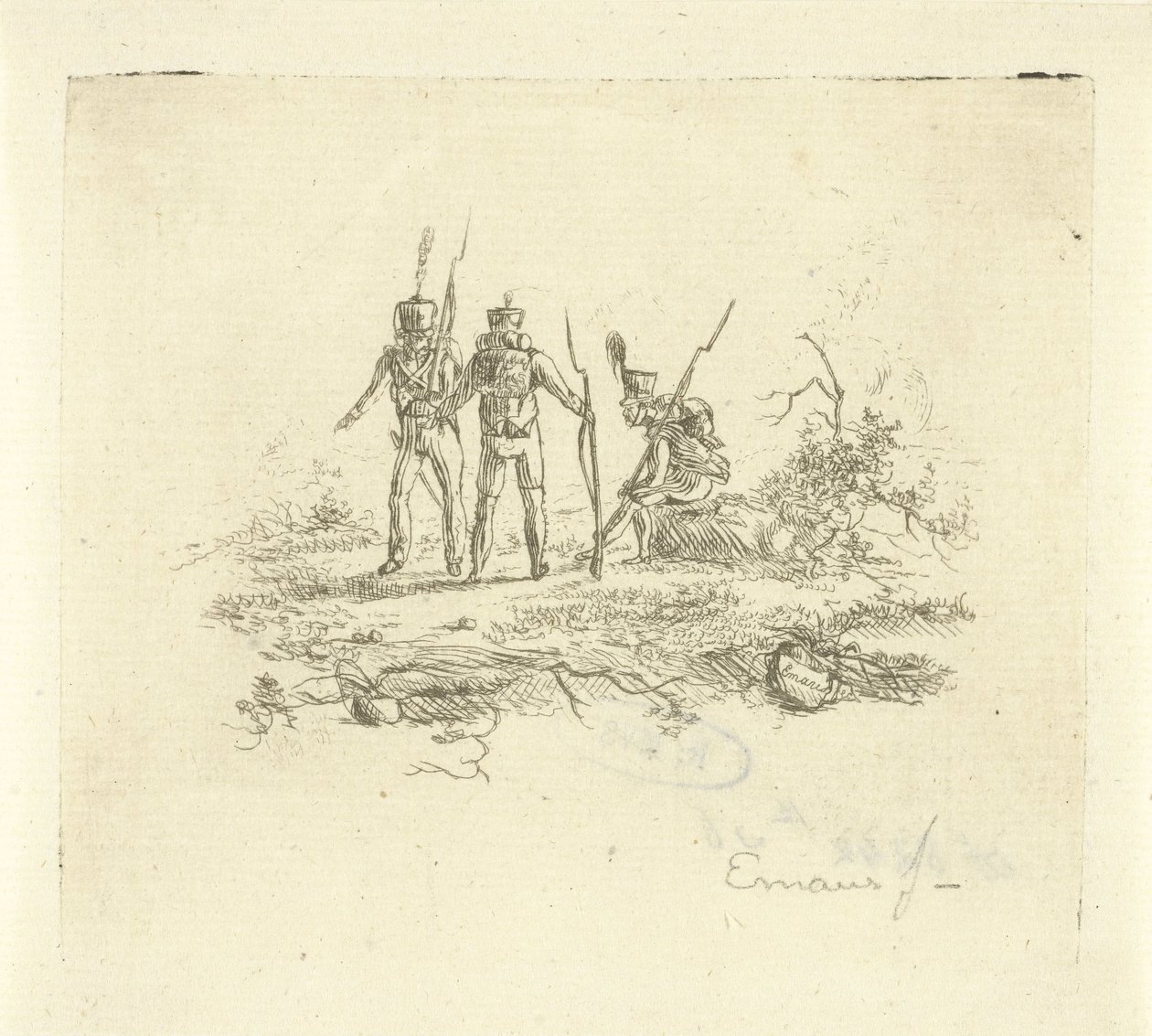 Tre infanterister af Gerardus Emaus de Micault