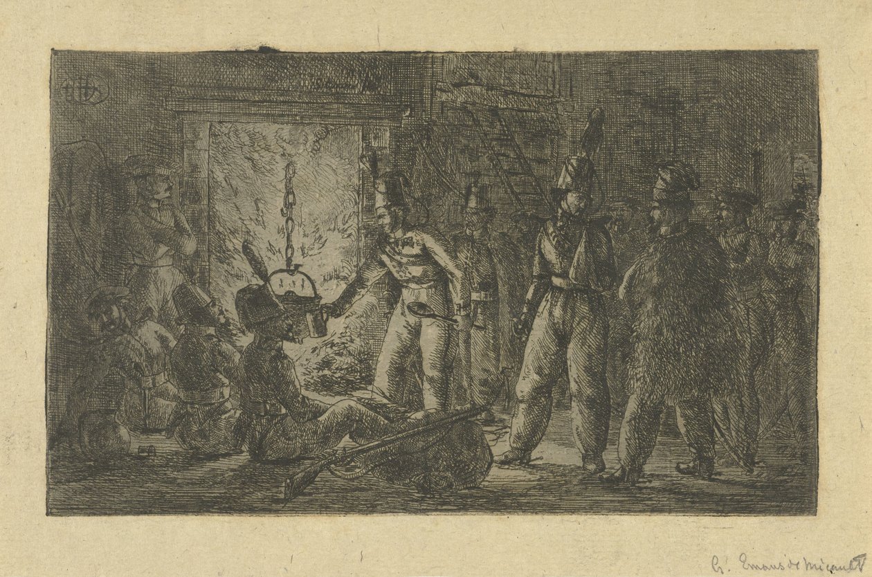 Soldater ved bålet af Gerardus Emaus de Micault