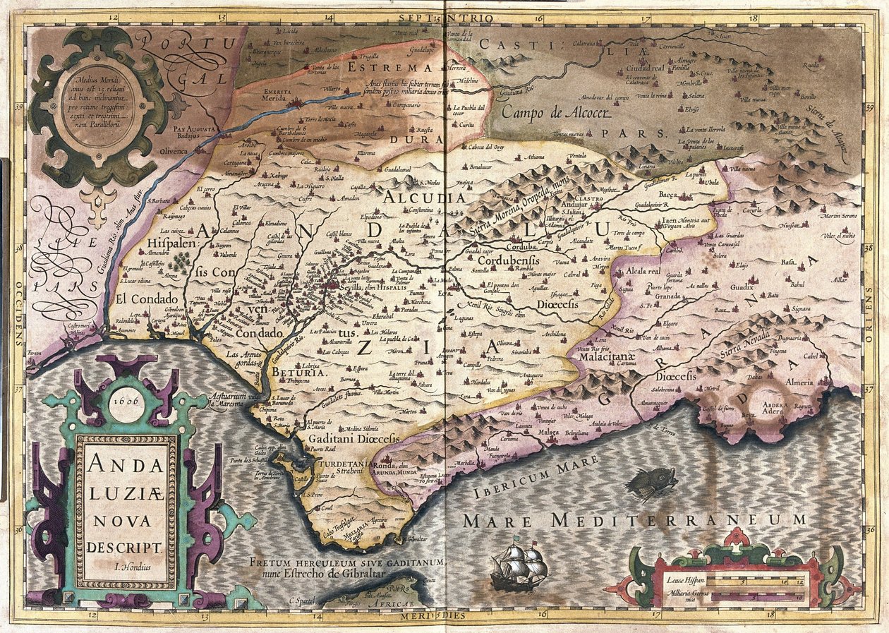 Andalusien, Spanien (gravering af Gerardus Mercator