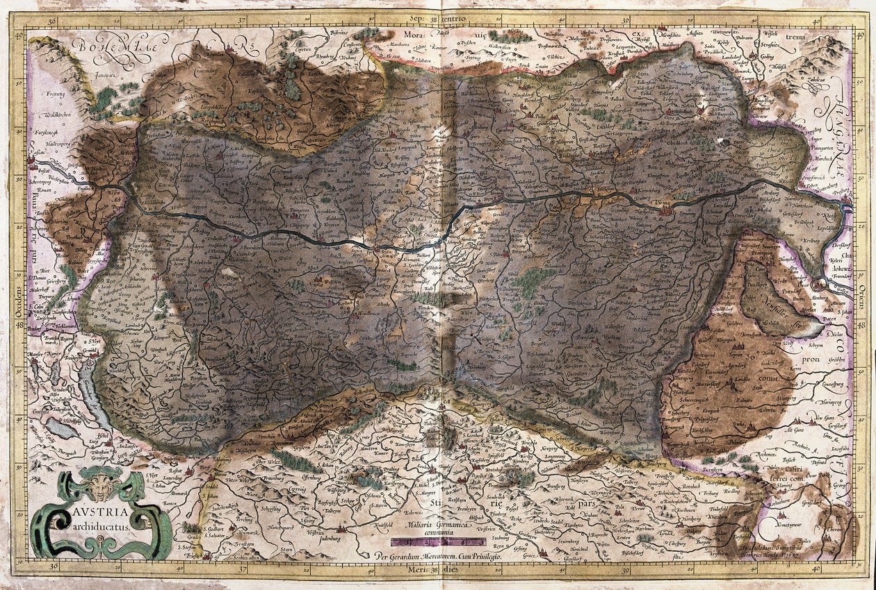 Østrig (gravering af Gerardus Mercator