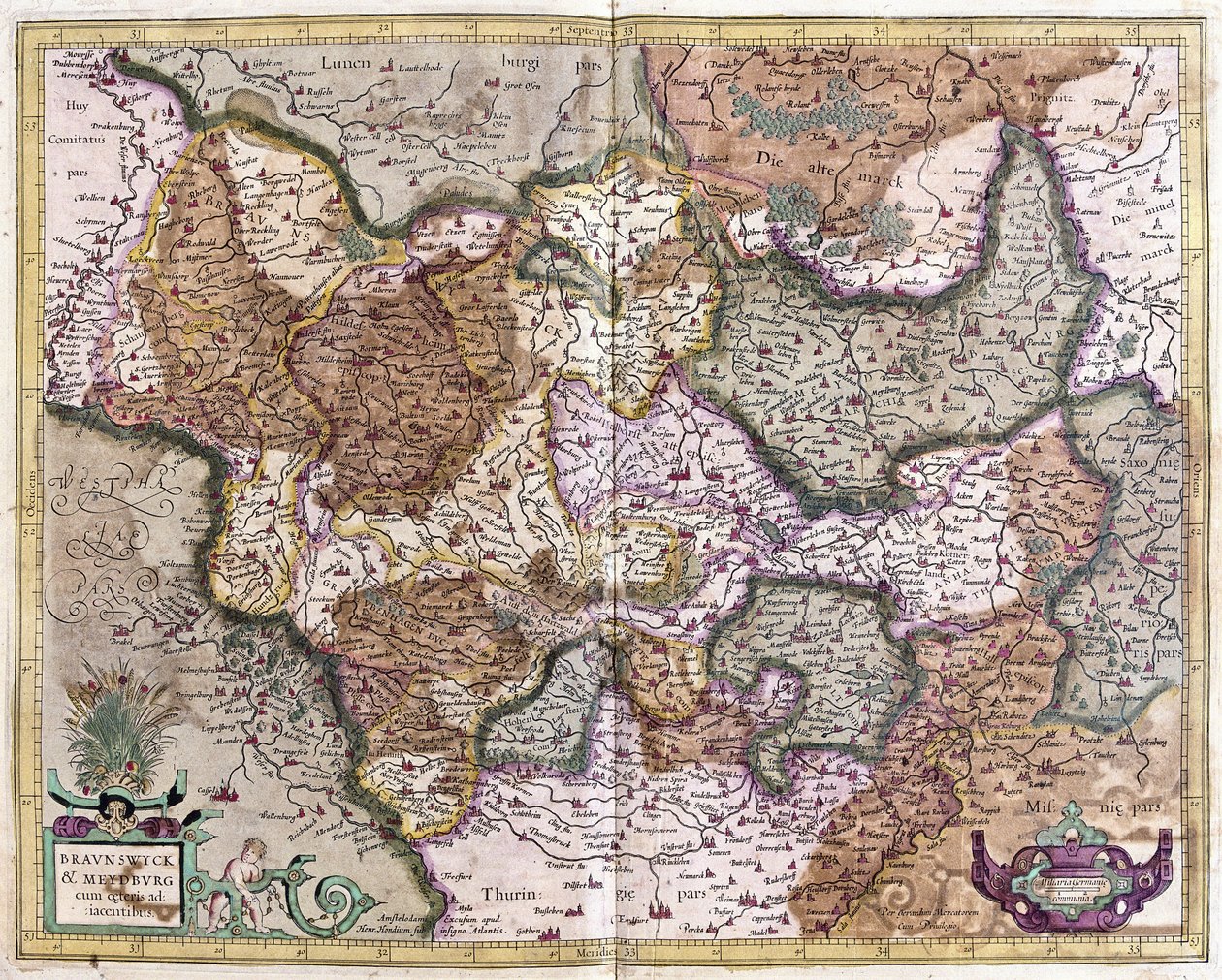 Braunschweig og Magdeburg, Tyskland (gravering af Gerardus Mercator