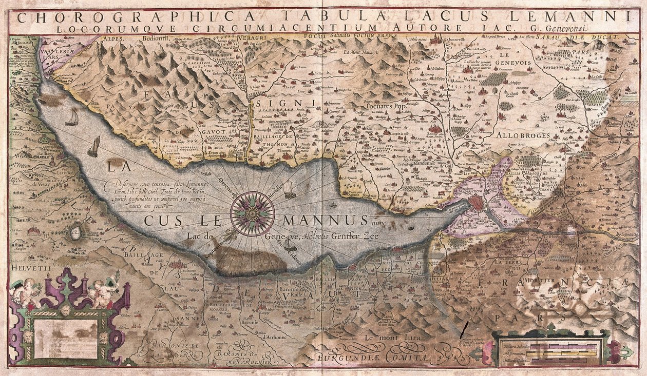 Geneva Lake, Schweiz (gravering af Gerardus Mercator