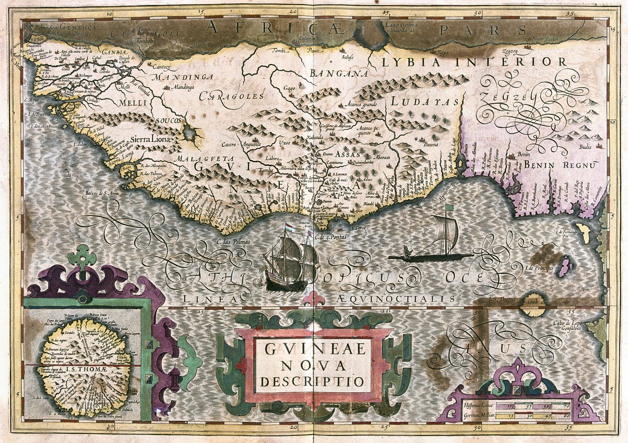 Guinea, Lybien - Afrika (gravering af Gerardus Mercator