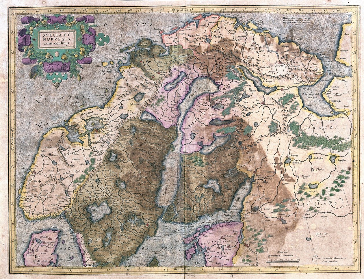 Sverige og Norge (gravering af Gerardus Mercator