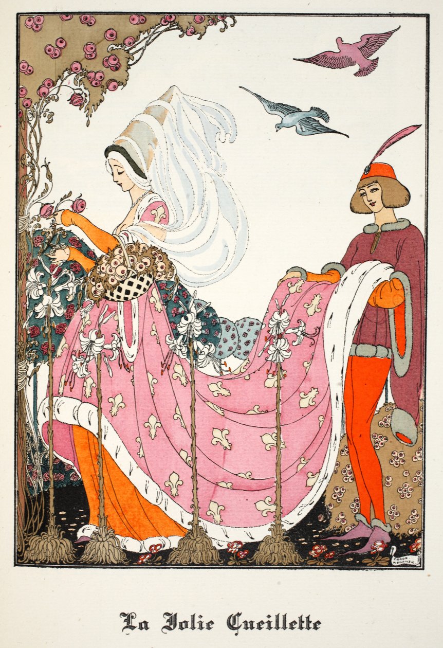 The Pretty Gathering, 1919-21 (pochoir-tryk) af Gerda Marie Frederike Wegener