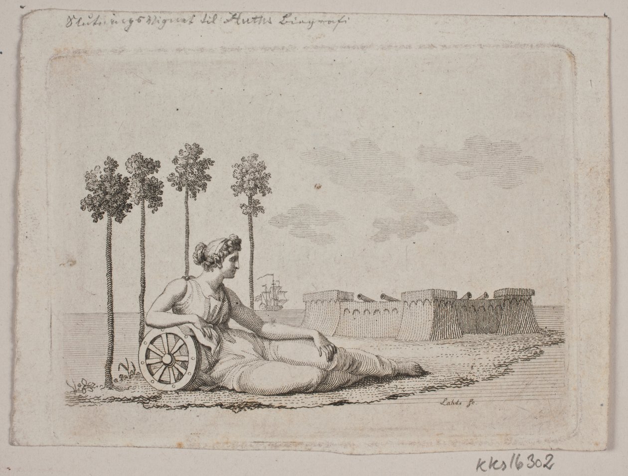 Liggende kvinde ved fort af Gerhard Ludvig Lahde