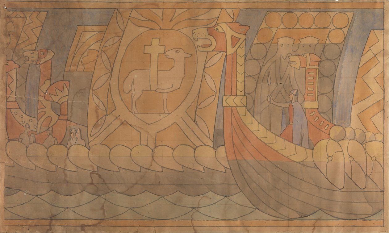 Folkemindetegning, 1895-1898. af Gerhard Munthe