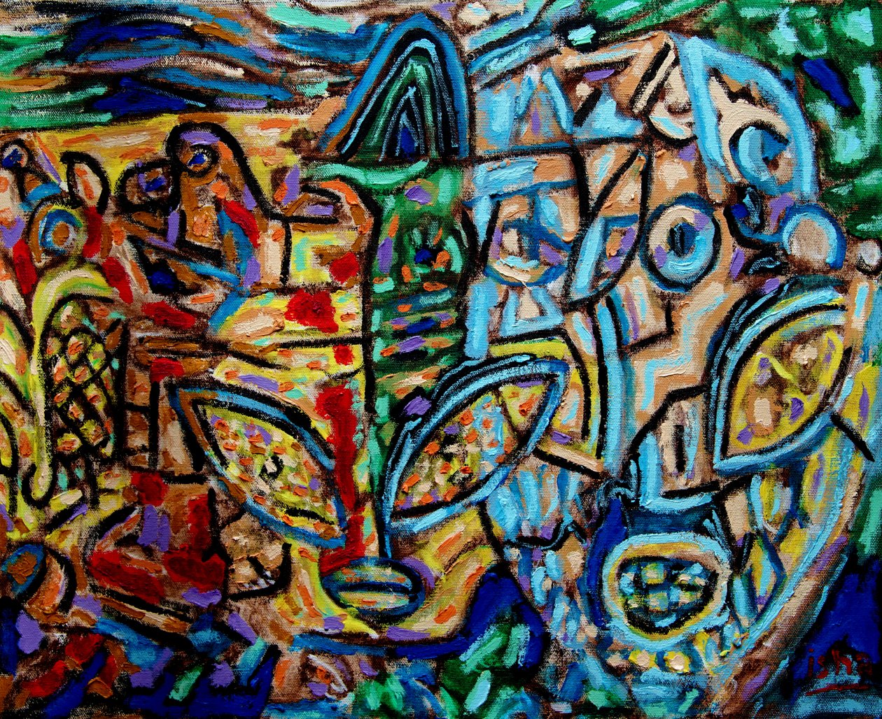 Alien Abstract,2019 (olie på lærred) af Gerhardt Isringhaus