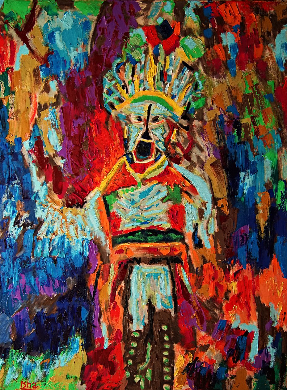 Inca Shaman, 2019 (olie på lærred) af Gerhardt Isringhaus