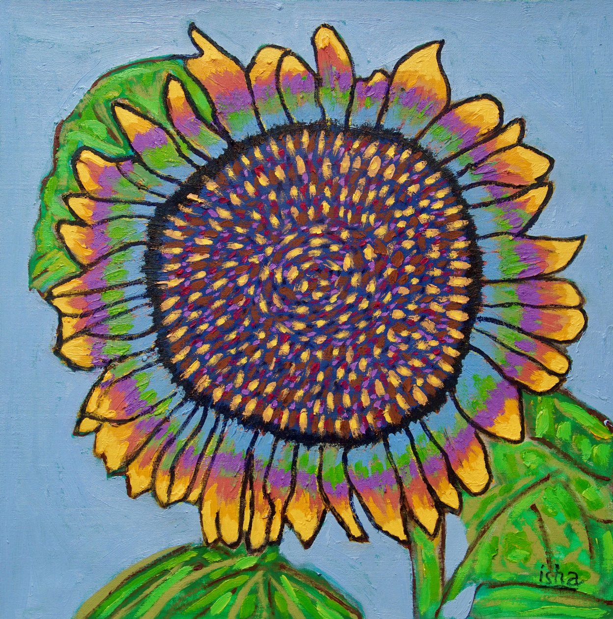 Joyous Sunflower II, 2024 (olie på lærred) af Gerhardt Isringhaus