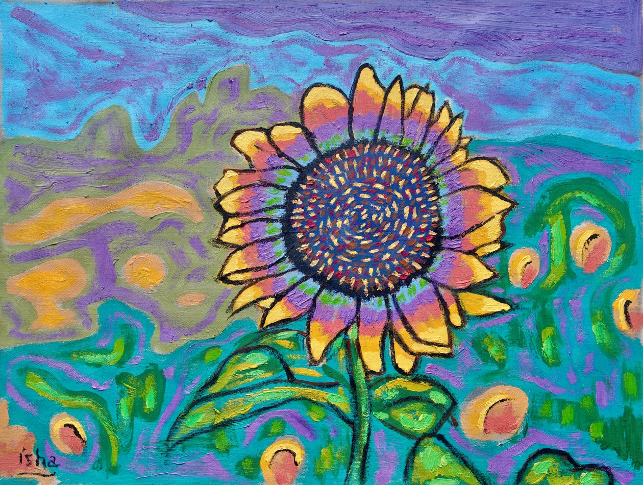 Joyous Sunflower I, 2024 (olie på lærred) af Gerhardt Isringhaus
