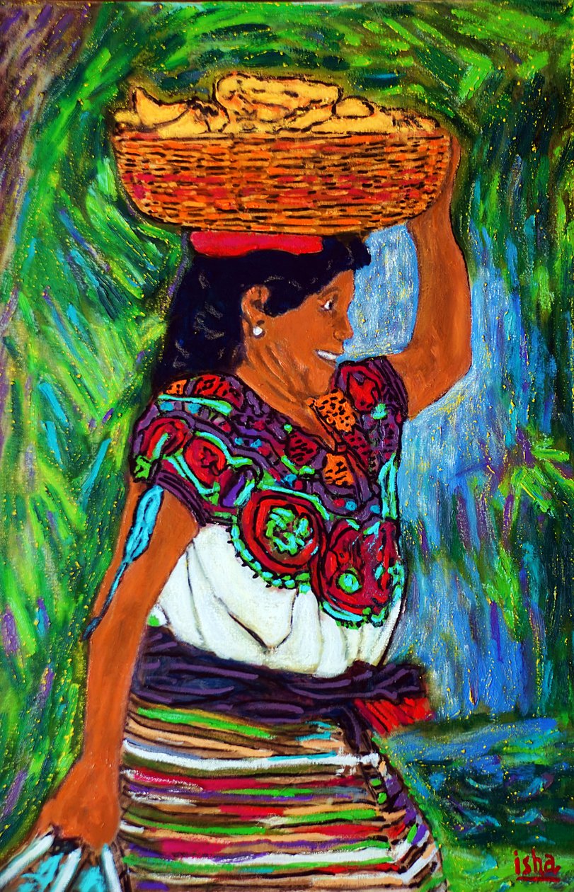 Mayan Banana Woman, , 2019, olie på lærred af Gerhardt Isringhaus
