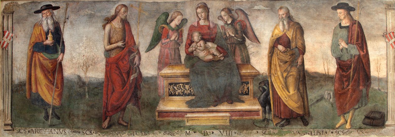 Jomfru og barn med hellige, 1508. af Gerino da Pistoia