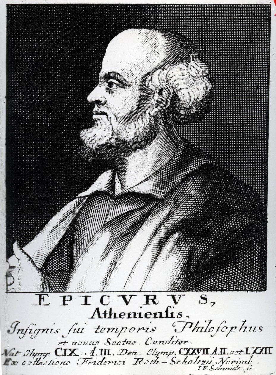 Epikur, graveret af Johann Fredrich Schmidt af German School