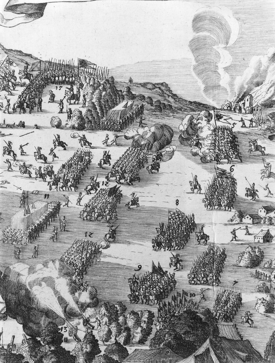 Generelt billede af slaget ved Muhlberg, detaljer, 24. april 1547 (se også 217805) af German School