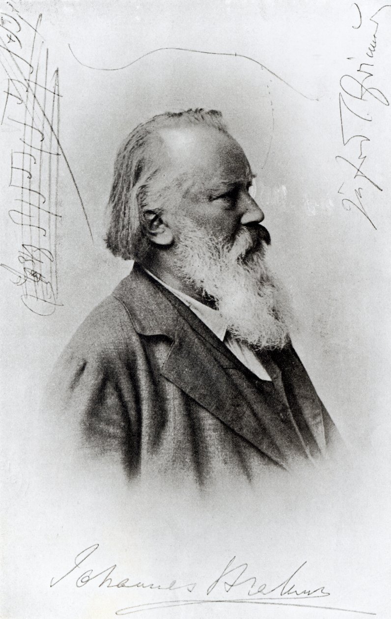 Johannes Brahms (1833-97) (fotogravure) af German School