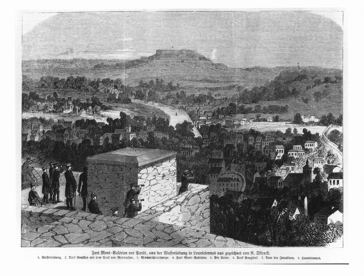 Mount Valerien set fra Louveciennes, illustration fra 