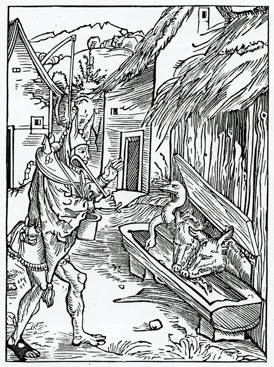 On them yt synne trustynge vpon the mercy of God, illustration fra Alexander Barclays engelske oversættelse af "The Ship of Fools", fra en udgave udgivet i 1874 af German School