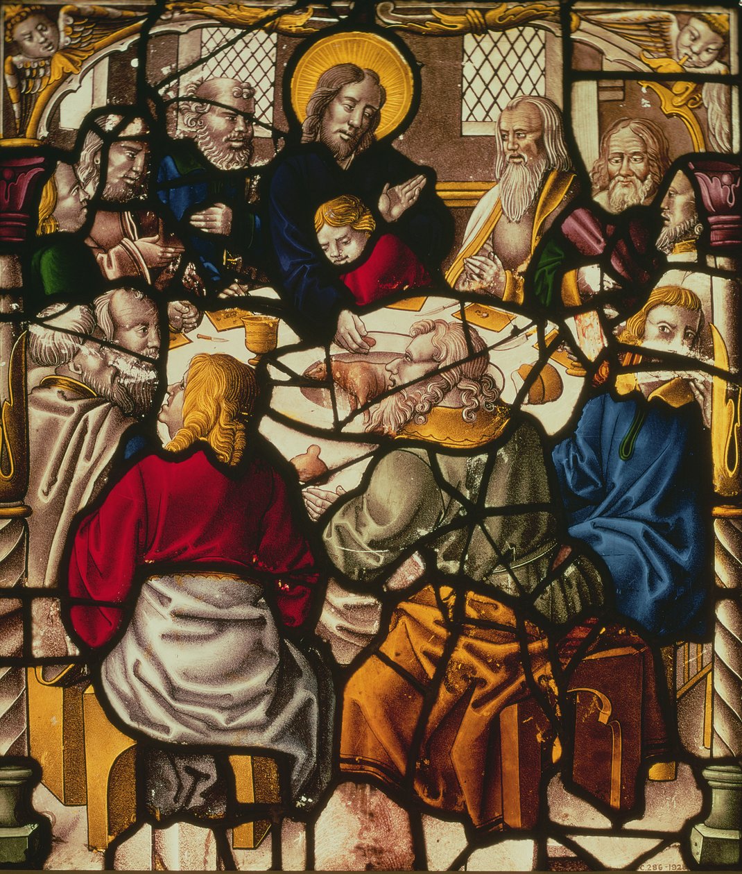 Panel, der forestiller den sidste nadver (farvet glas) af German School