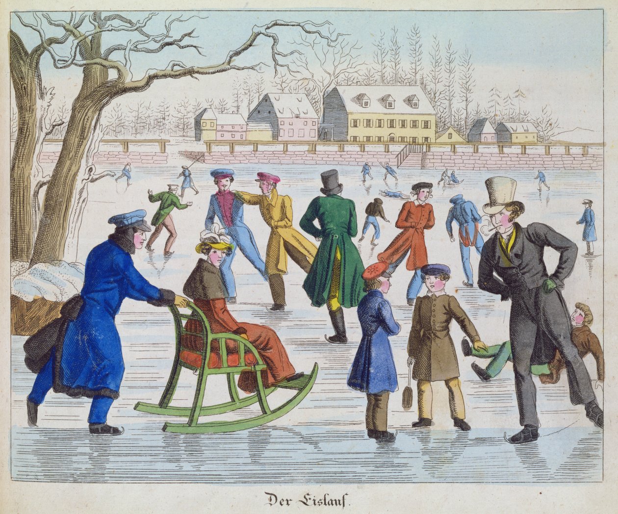 Skøjtescene, 1832 (tryk) af German School