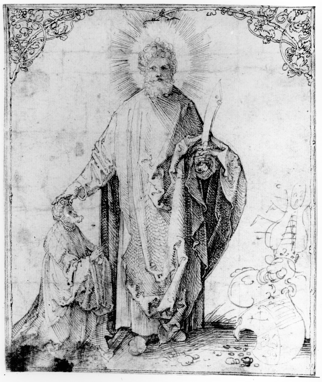 St. Bartholomew (pen og blæk på papir) af German School