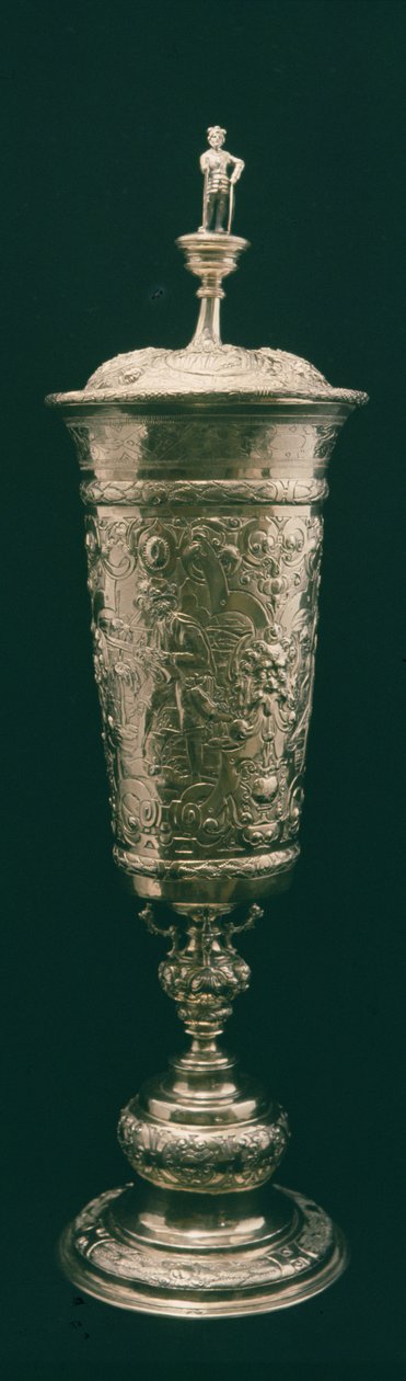 Stående kop og låg, Nürnberg, ca. 1600 (forgyldt sølv) af German School